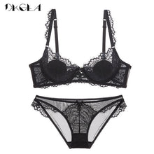 Load image into Gallery viewer, Hollow Out Bra Green Underwear Set Transparent Ultrathin Brassiere Embroidery Bras Sexy Lace Lingerie Women Bra Set Plus Size